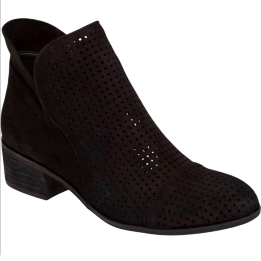 Sam Edelman Pamina Black Suede Perforated Ankle Boots Size 9
